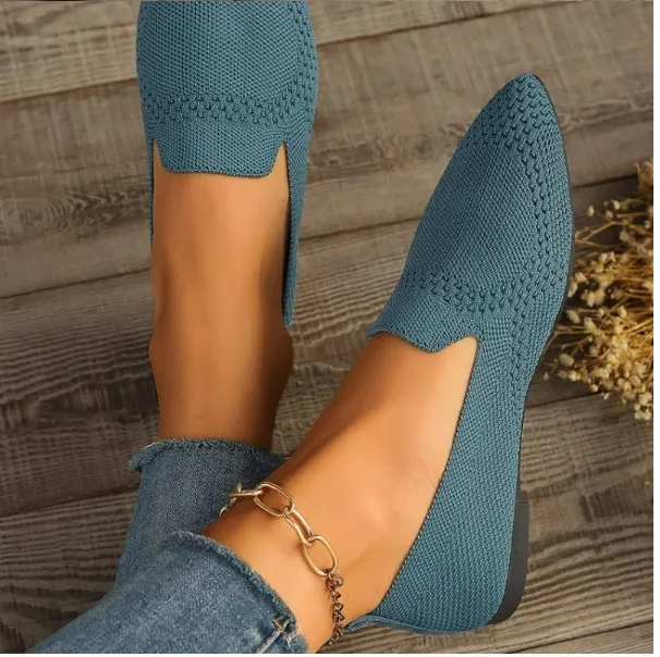 Pointed Knit Slip-On Loafers