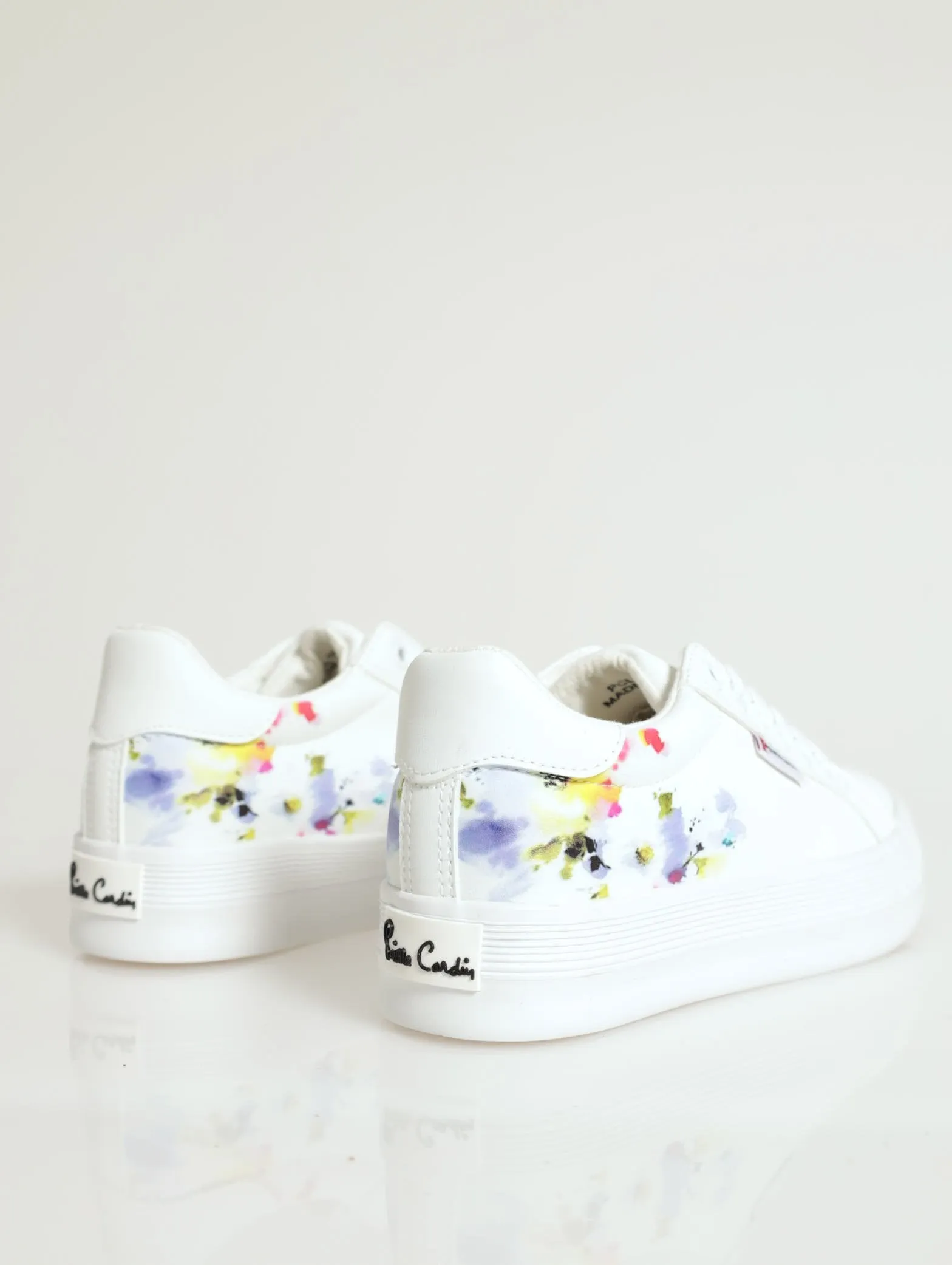 Print Detail Pu Lace-Up Platform Sneaker - White/Blue