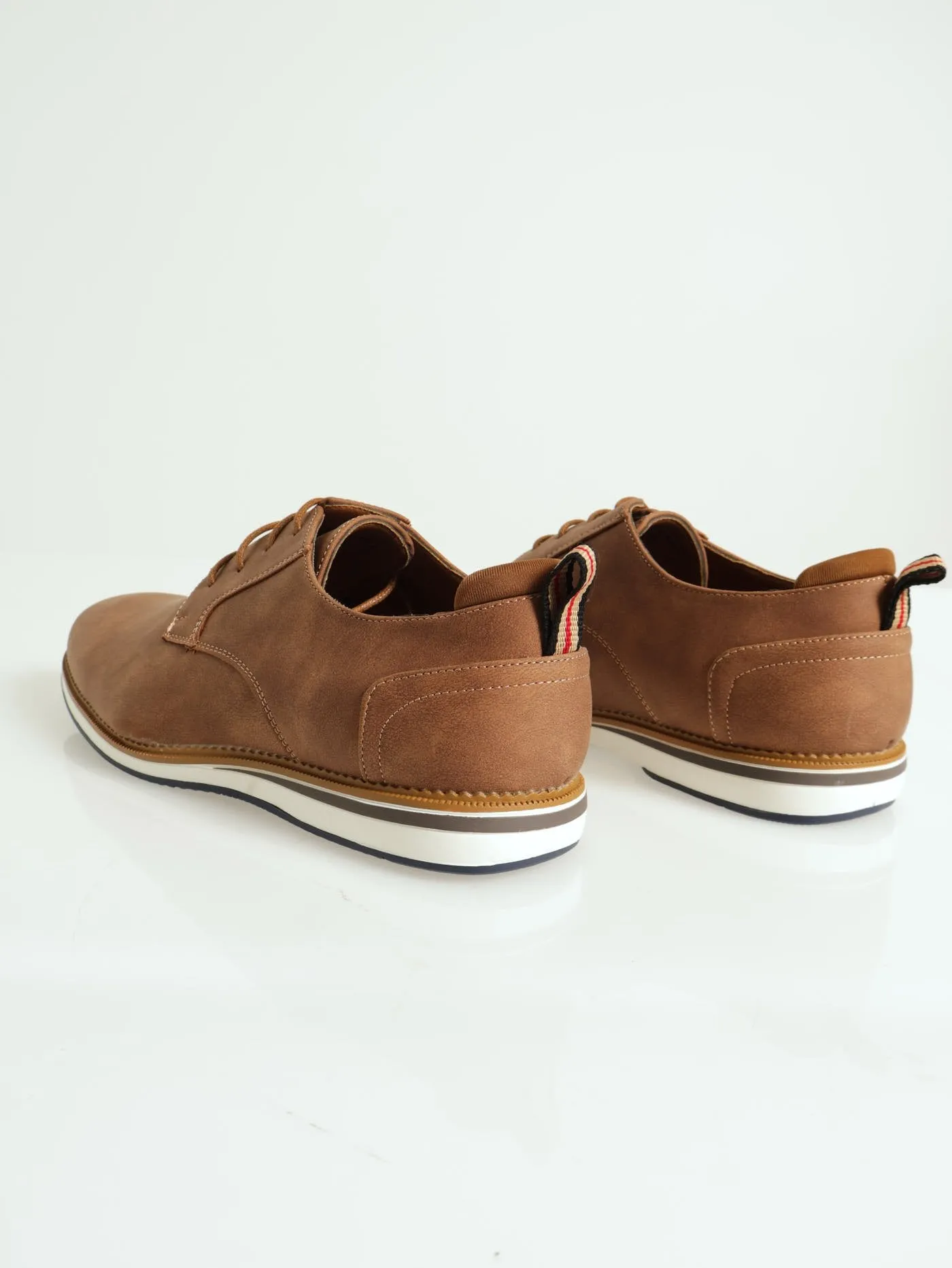 Pu Derby With Padded Back Counter Shoe - Tan