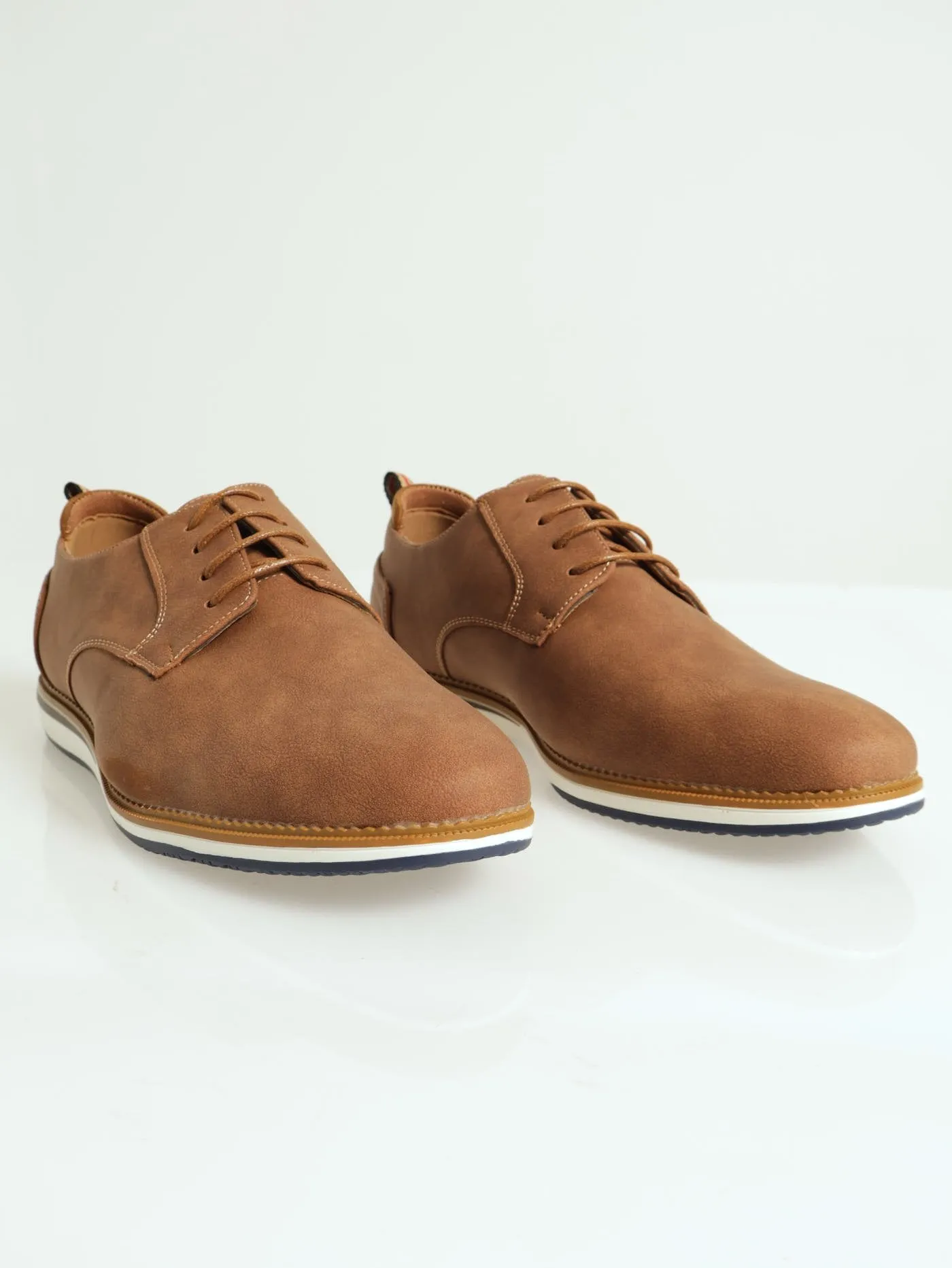 Pu Derby With Padded Back Counter Shoe - Tan