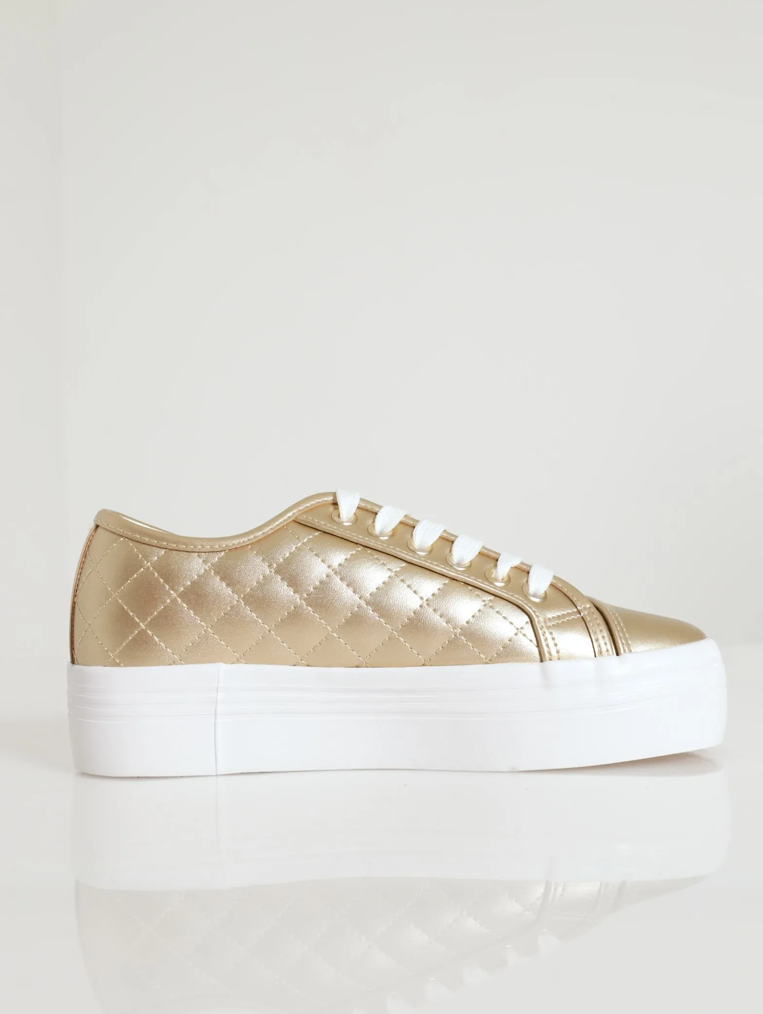 Quilted Platform Street Sneaker - Gold
