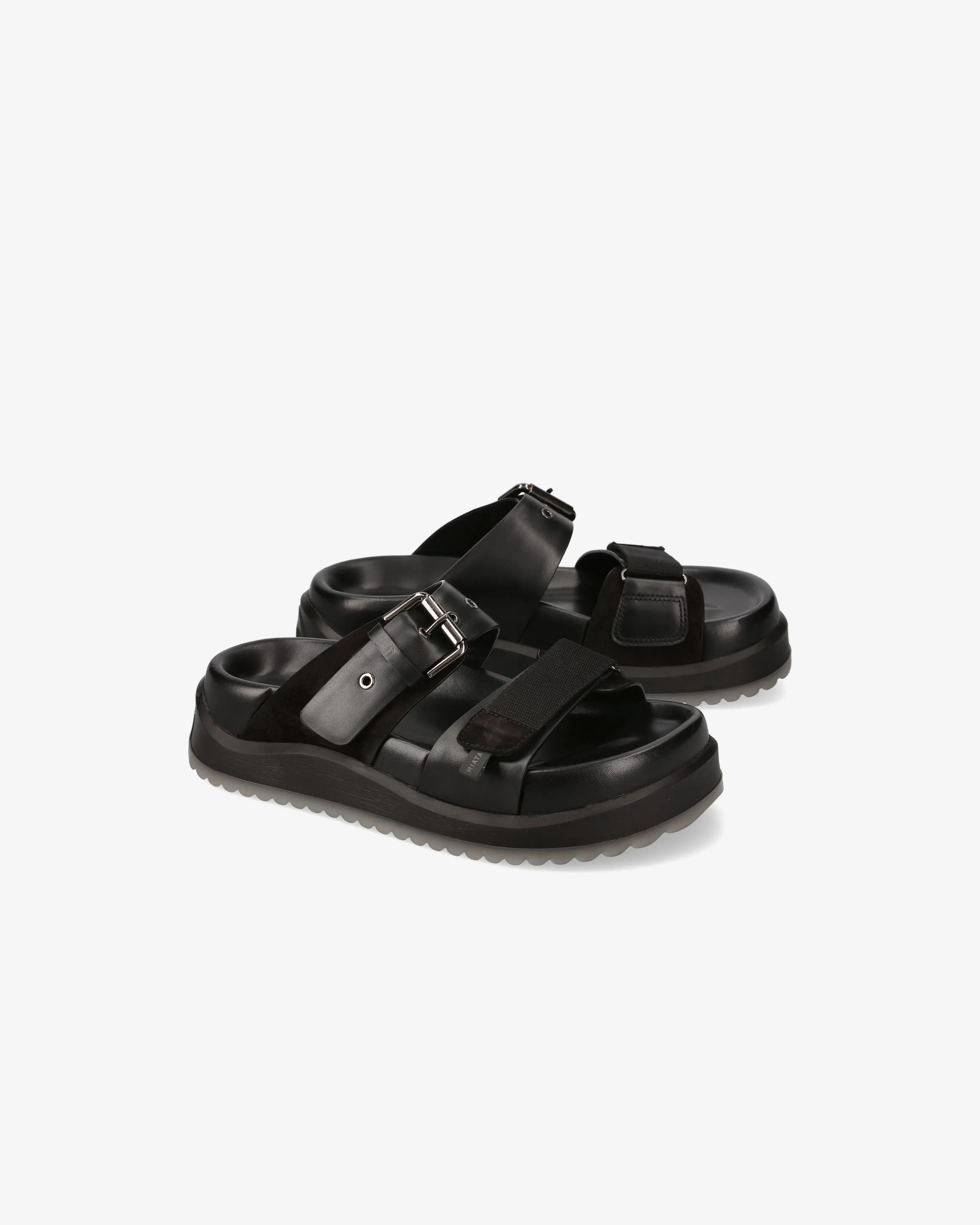 Sandal with Velcro Straps and Silver Buckle