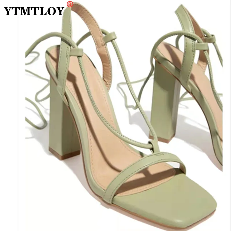Sandals Pumps Summer Open Toe High Heels Shoes Female Thin Belt Thick Heels Party Casual Females Shoes