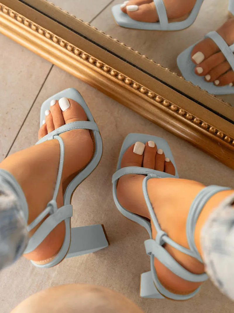 Sandals Pumps Summer Open Toe High Heels Shoes Female Thin Belt Thick Heels Party Casual Females Shoes