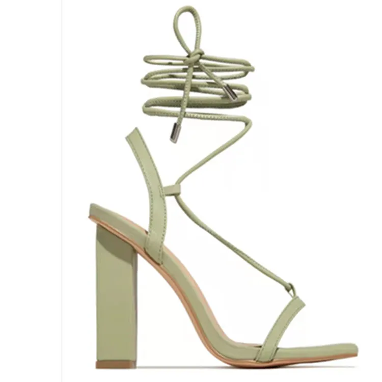 Sandals Pumps Summer Open Toe High Heels Shoes Female Thin Belt Thick Heels Party Casual Females Shoes