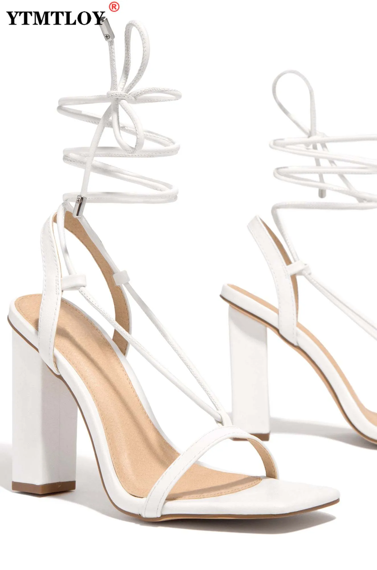 Sandals Pumps Summer Open Toe High Heels Shoes Female Thin Belt Thick Heels Party Casual Females Shoes