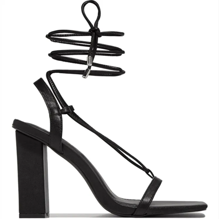 Sandals Pumps Summer Open Toe High Heels Shoes Female Thin Belt Thick Heels Party Casual Females Shoes
