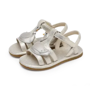 Shimmer Swan Sandals | Silver Metallic Leather