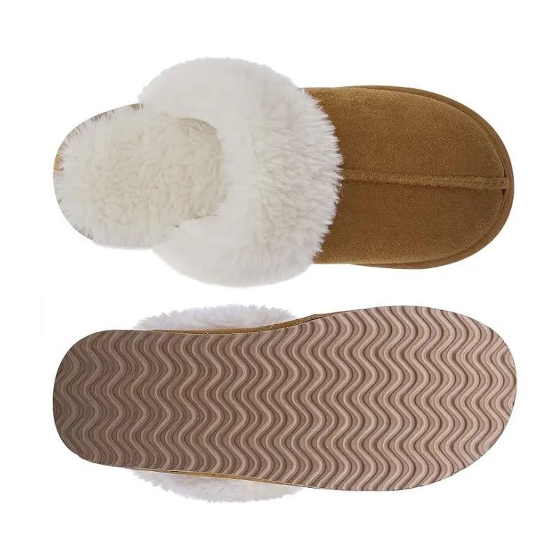 Soft Pull-On Slippers With Faux Fur Lining And Memory Foam