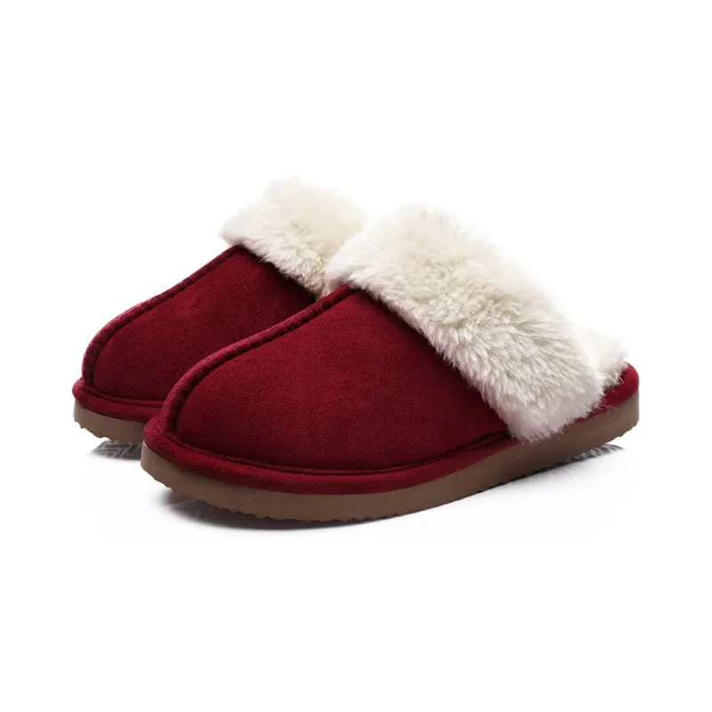 Soft Pull-On Slippers With Faux Fur Lining And Memory Foam