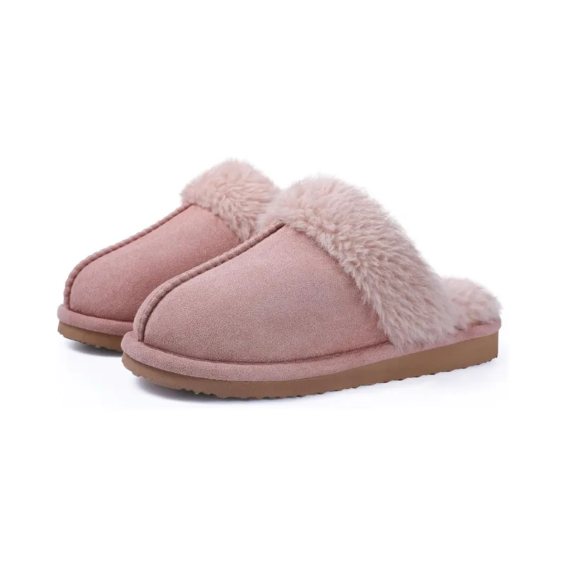 Soft Pull-On Slippers With Faux Fur Lining And Memory Foam