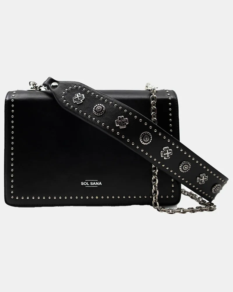 Sol Sana Flap Bag Black Leather & Hardware