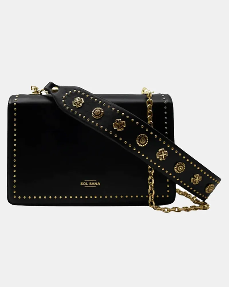 Sol Sana Flap Bag Black Leather & Hardware