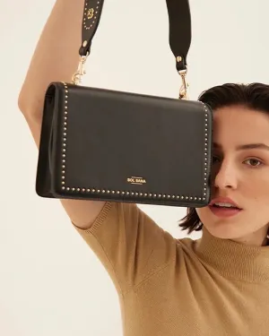 Sol Sana Flap Bag Black Leather & Hardware