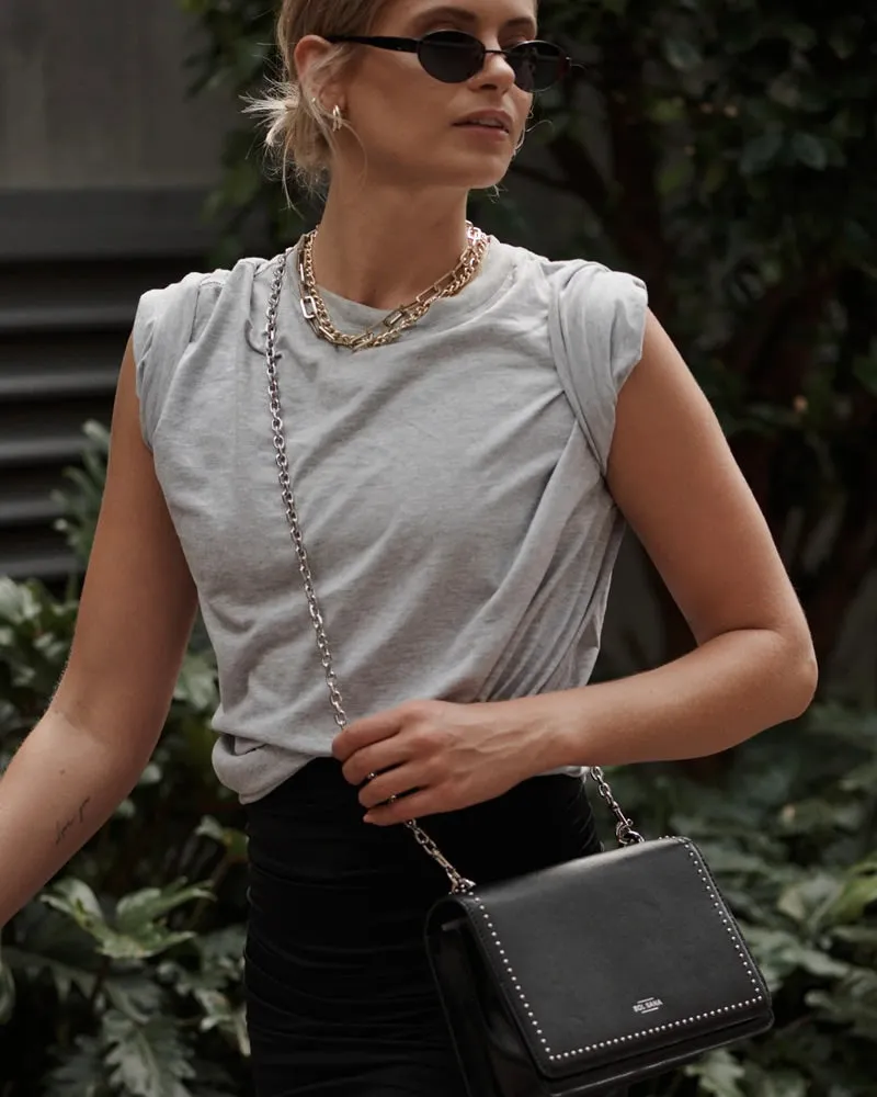 Sol Sana Flap Bag Black Leather & Hardware