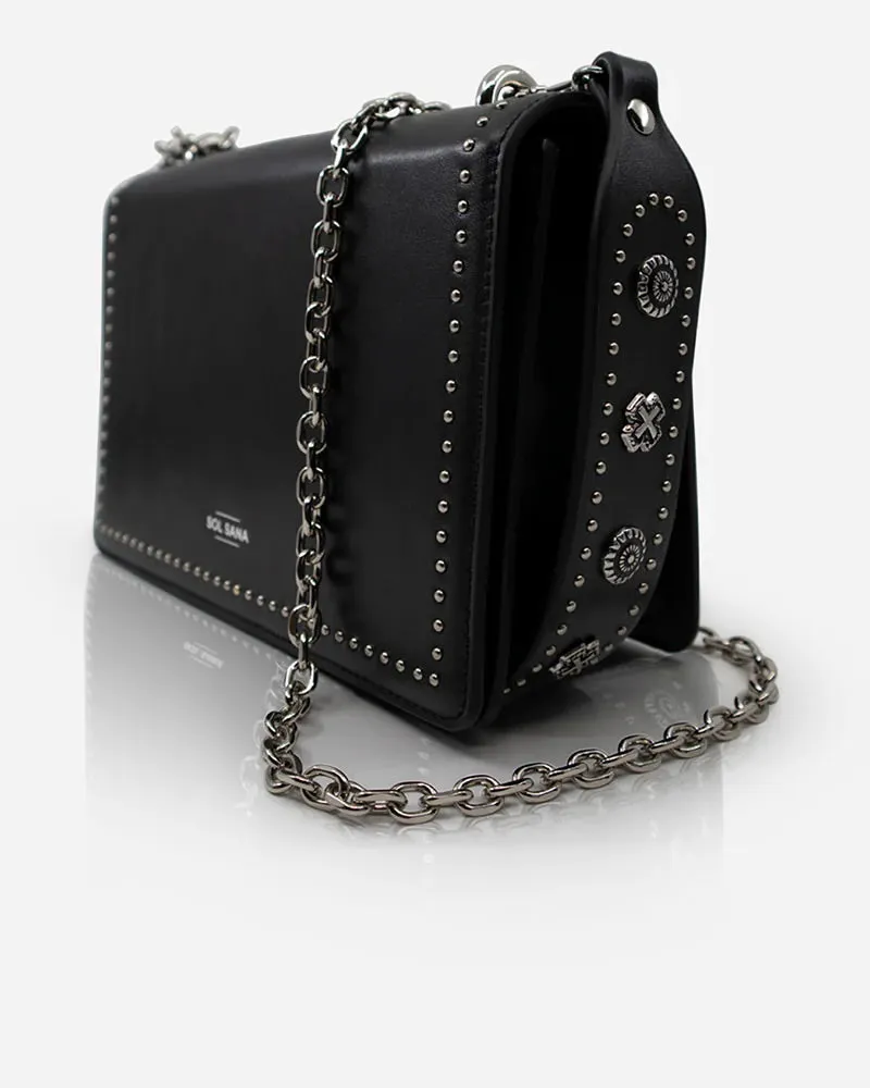 Sol Sana Flap Bag Black Leather & Hardware