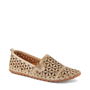 Spring Step Women's Flowerflow Slip On Flat (Beige)