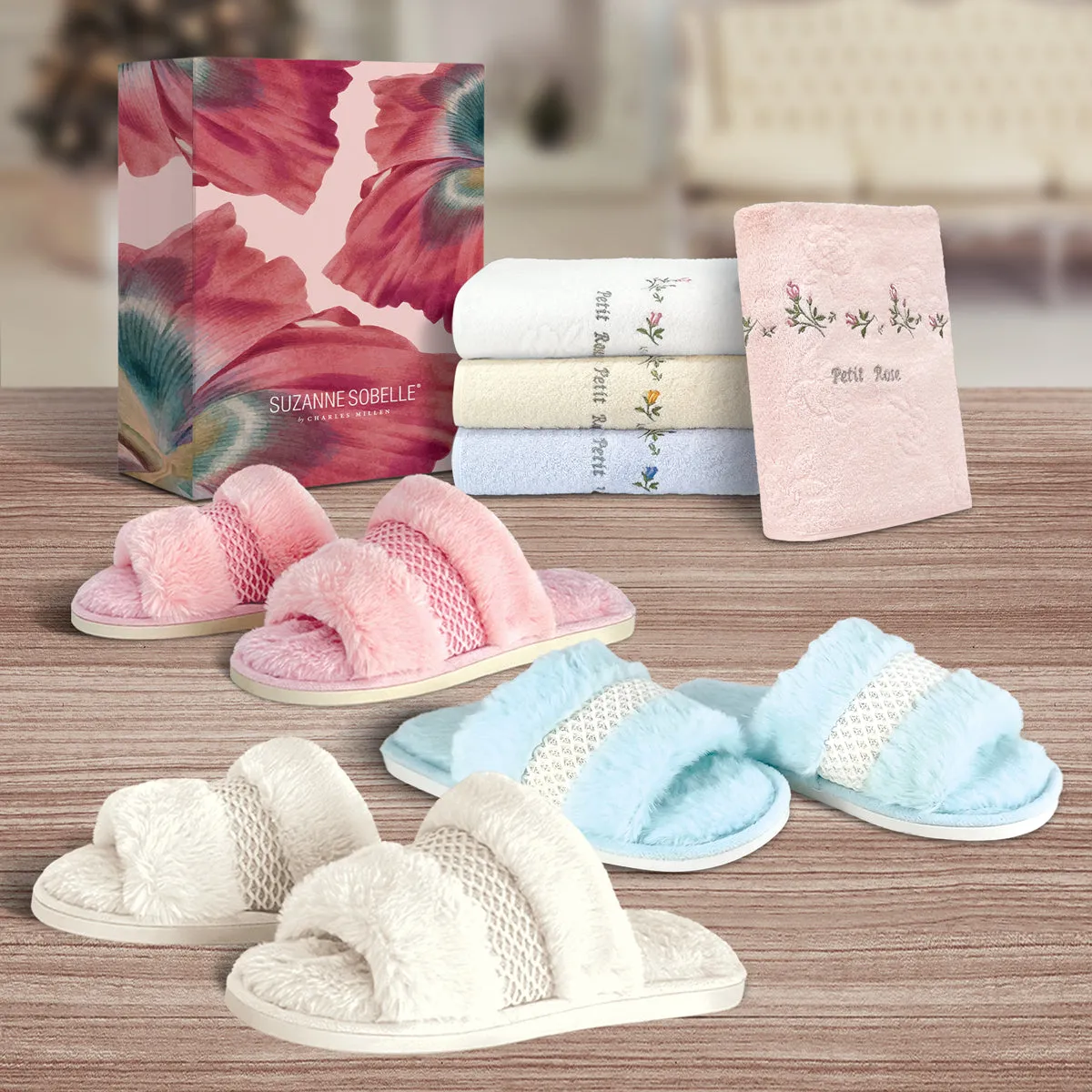 Suzanne Sobelle Bath Towel with Bedroom Slipper - Ballerina