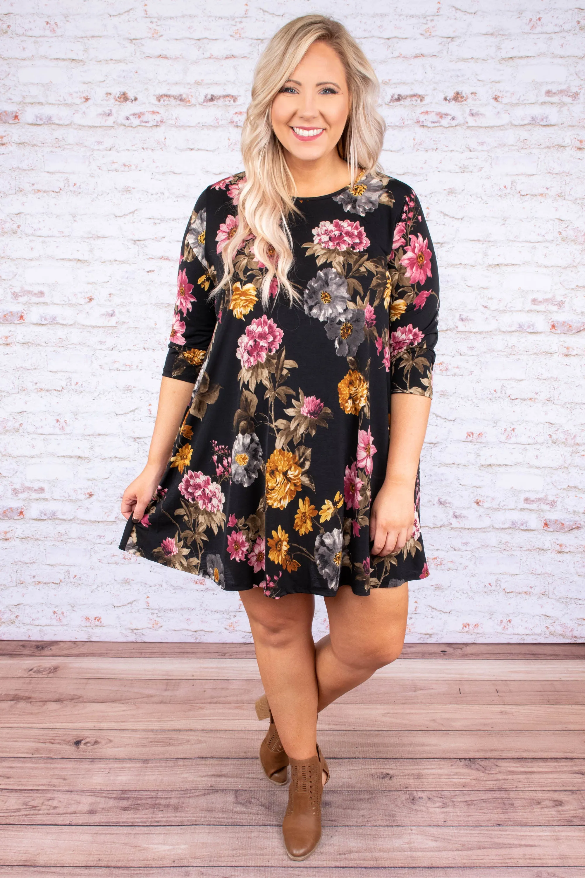 Talk To Ya Later Dress, Black