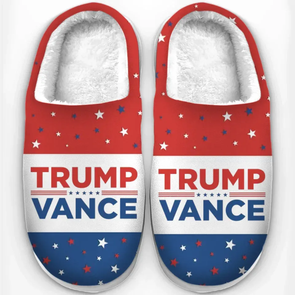 Team 45 47 - US Election Fluffy Slippers - Christmas Gift For Conservative Supporters
