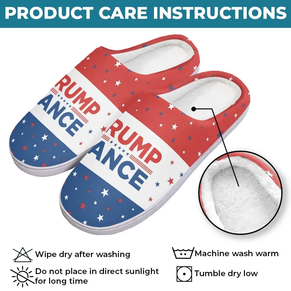 Team 45 47 - US Election Fluffy Slippers - Christmas Gift For Conservative Supporters