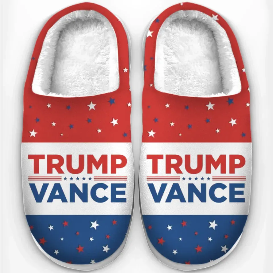 Team 45 47 - US Election Fluffy Slippers - Christmas Gift For Conservative Supporters