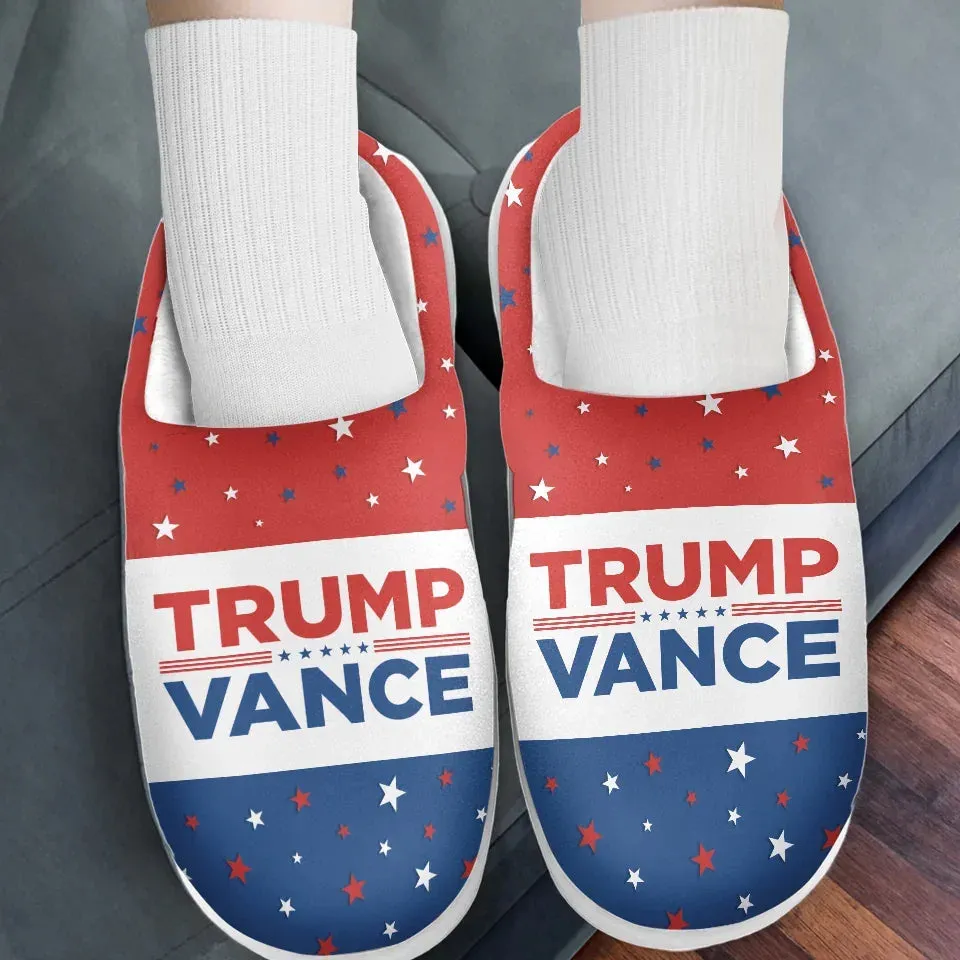 Team 45 47 - US Election Fluffy Slippers - Christmas Gift For Conservative Supporters