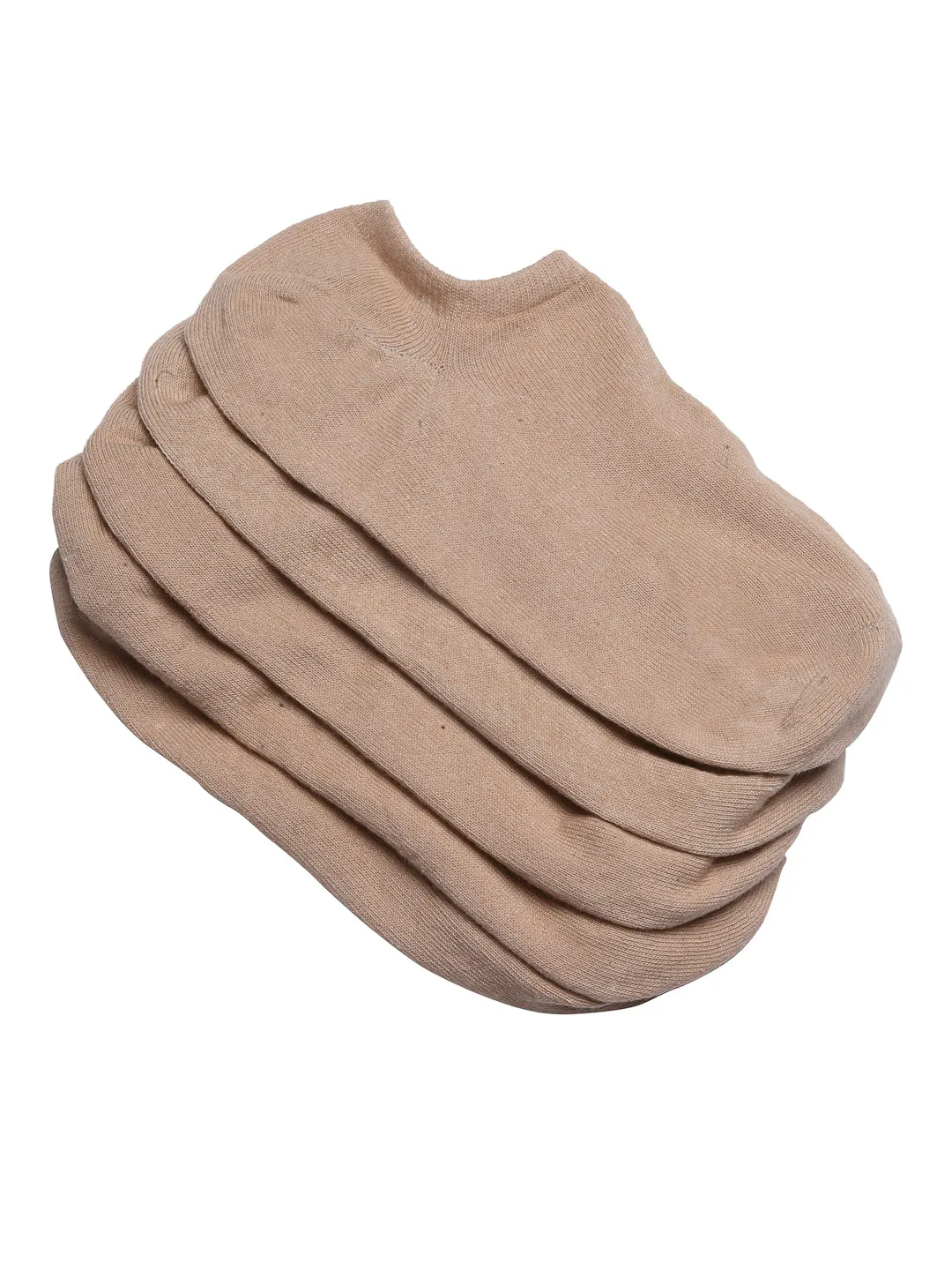 Texlon women's Solid Cotton Low Cut Loafer Socks (Free Size, Beige) - Pack Of 5