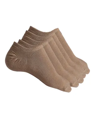 Texlon women's Solid Cotton Low Cut Loafer Socks (Free Size, Beige) - Pack Of 5