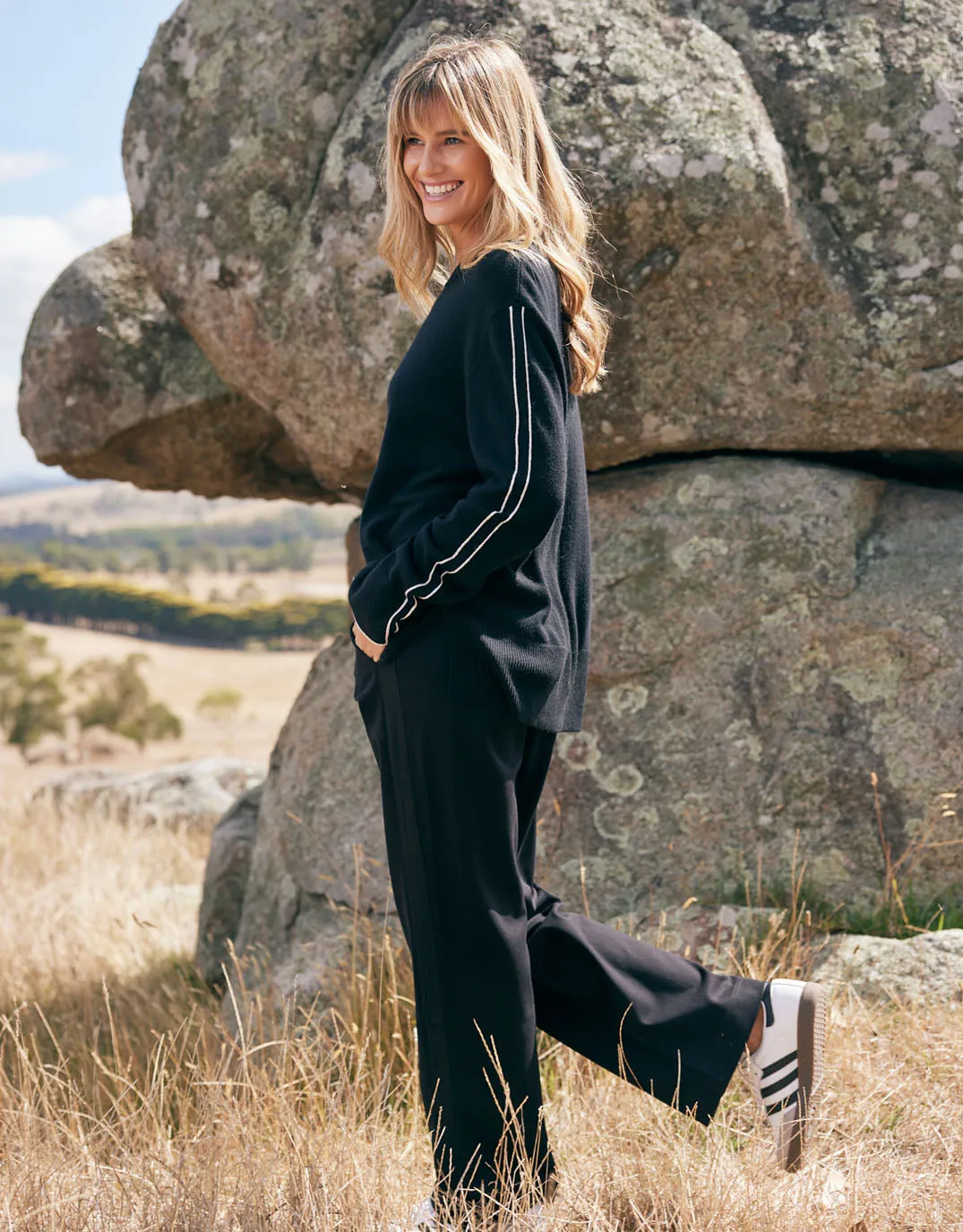 Timeless Straight Leg Ponte Pant - Black On Black