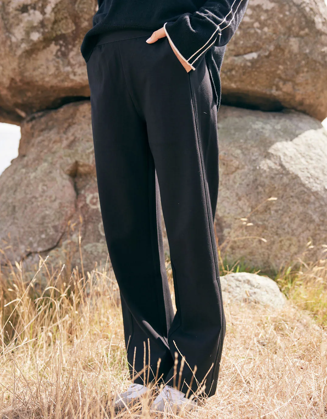 Timeless Straight Leg Ponte Pant - Black On Black