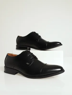 Toe Cap Lace-Up Loafer - Black