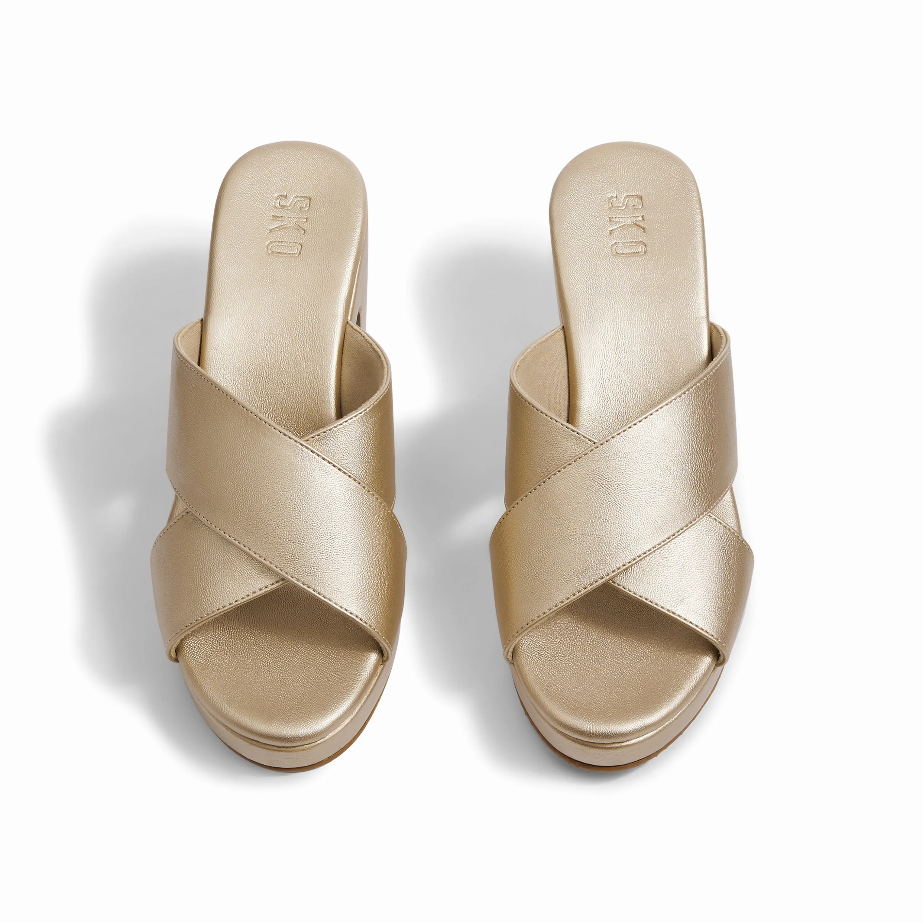Venosa Gold Platform Heels For Women