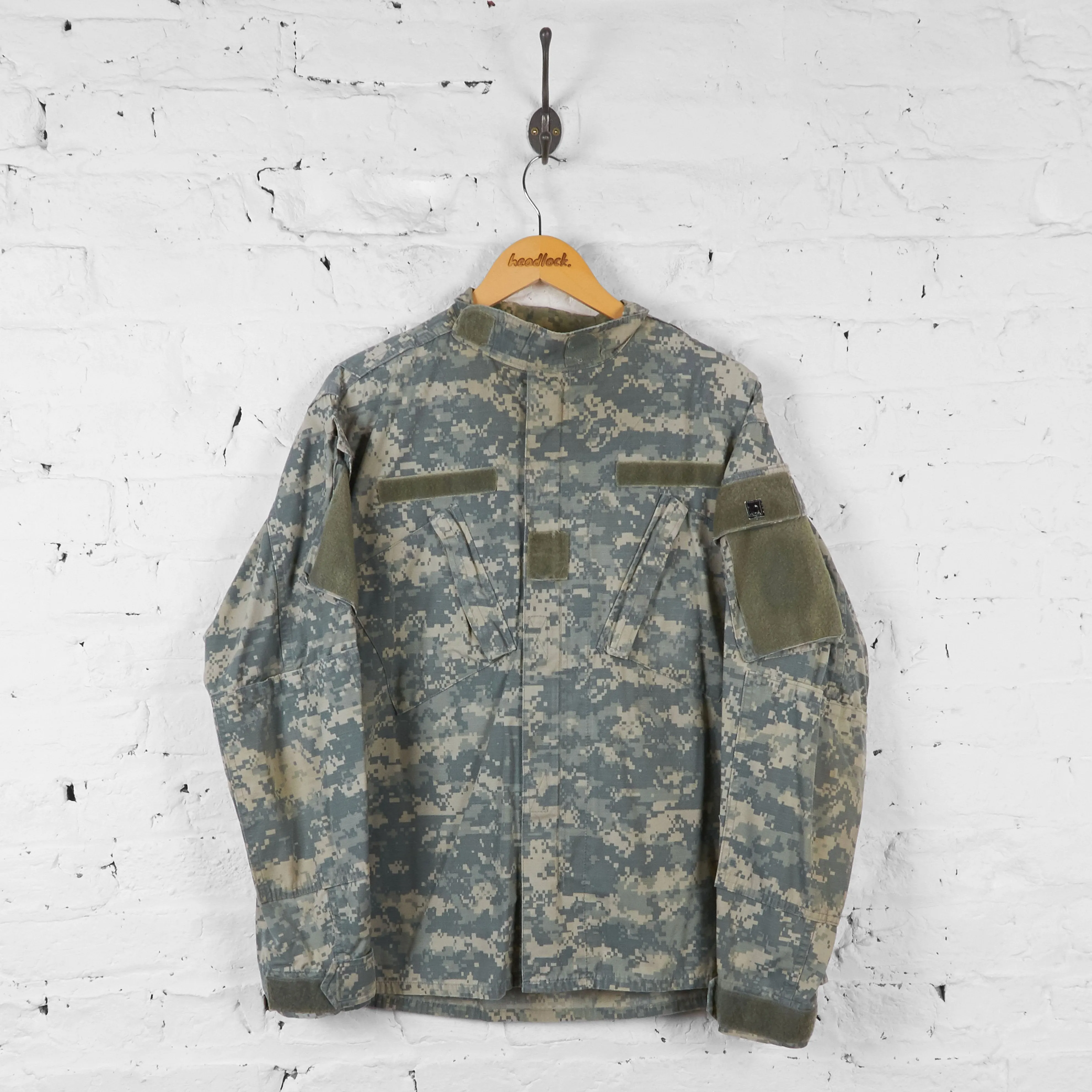 Vintage Camouflage Zip Up Shirt Jacket - Green/Cream - M