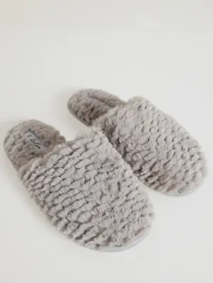 Waffel Fur Closed Toe Slipper - Grey