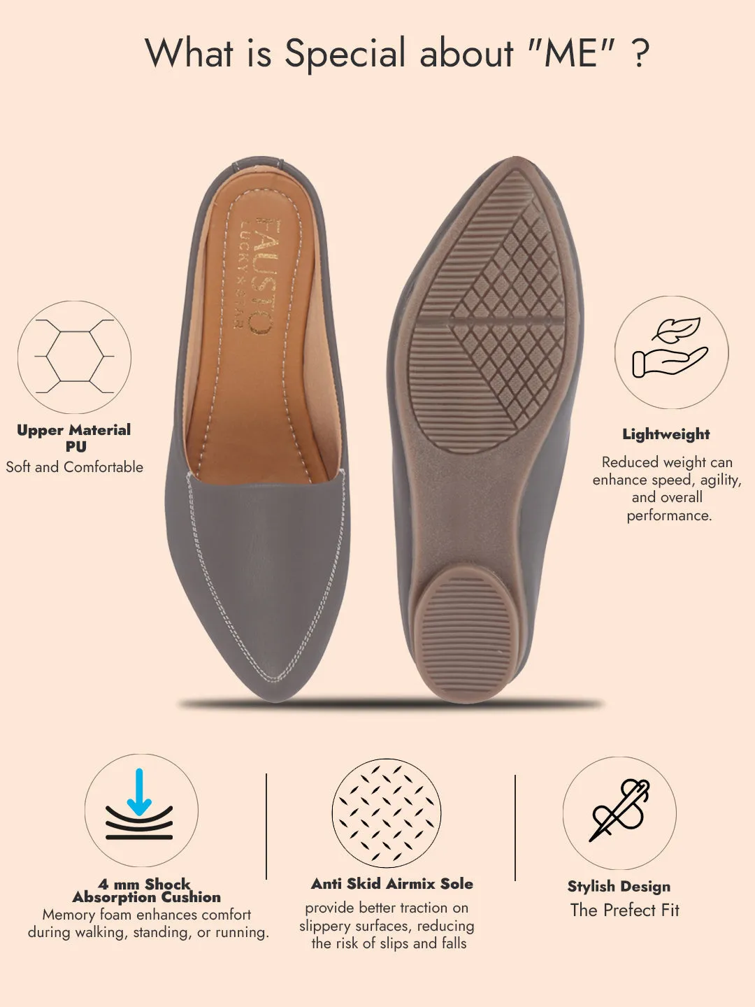 Women Back Open Slip On Mules Work And Casual Wear Loafer Flats Memory Cushioned Insole Slippers