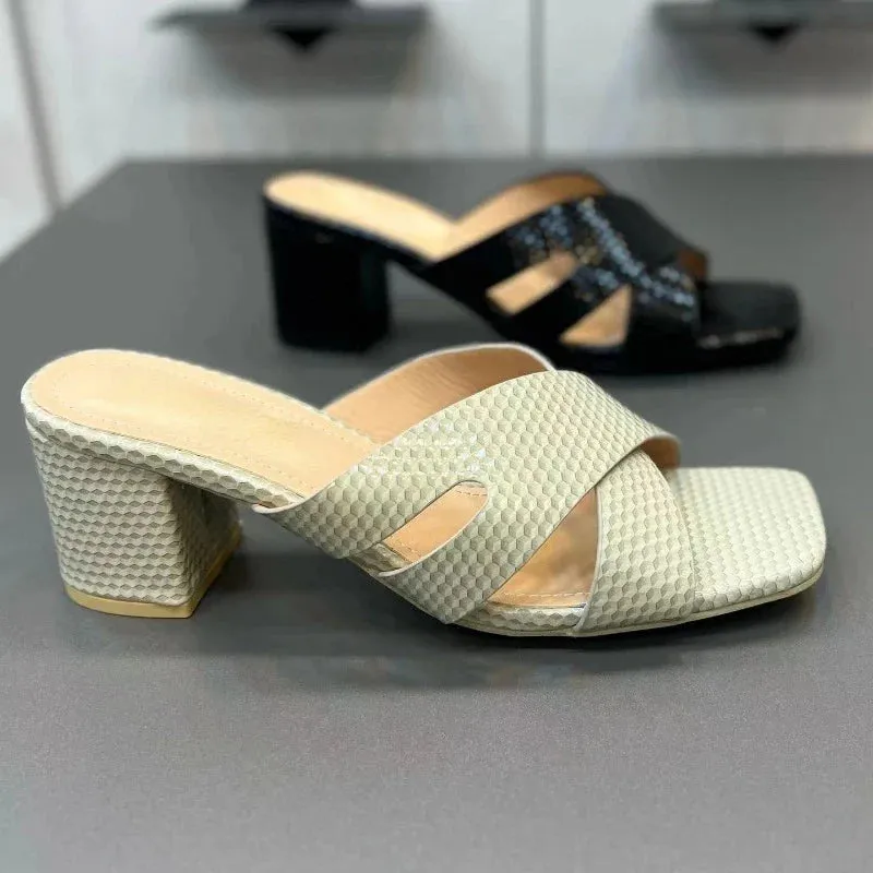 Women Shoes Sexy Soft Leather Female Flipflop Slippers Summer Fashion Heels Slides Shoes for Girls Comfortable Sandals