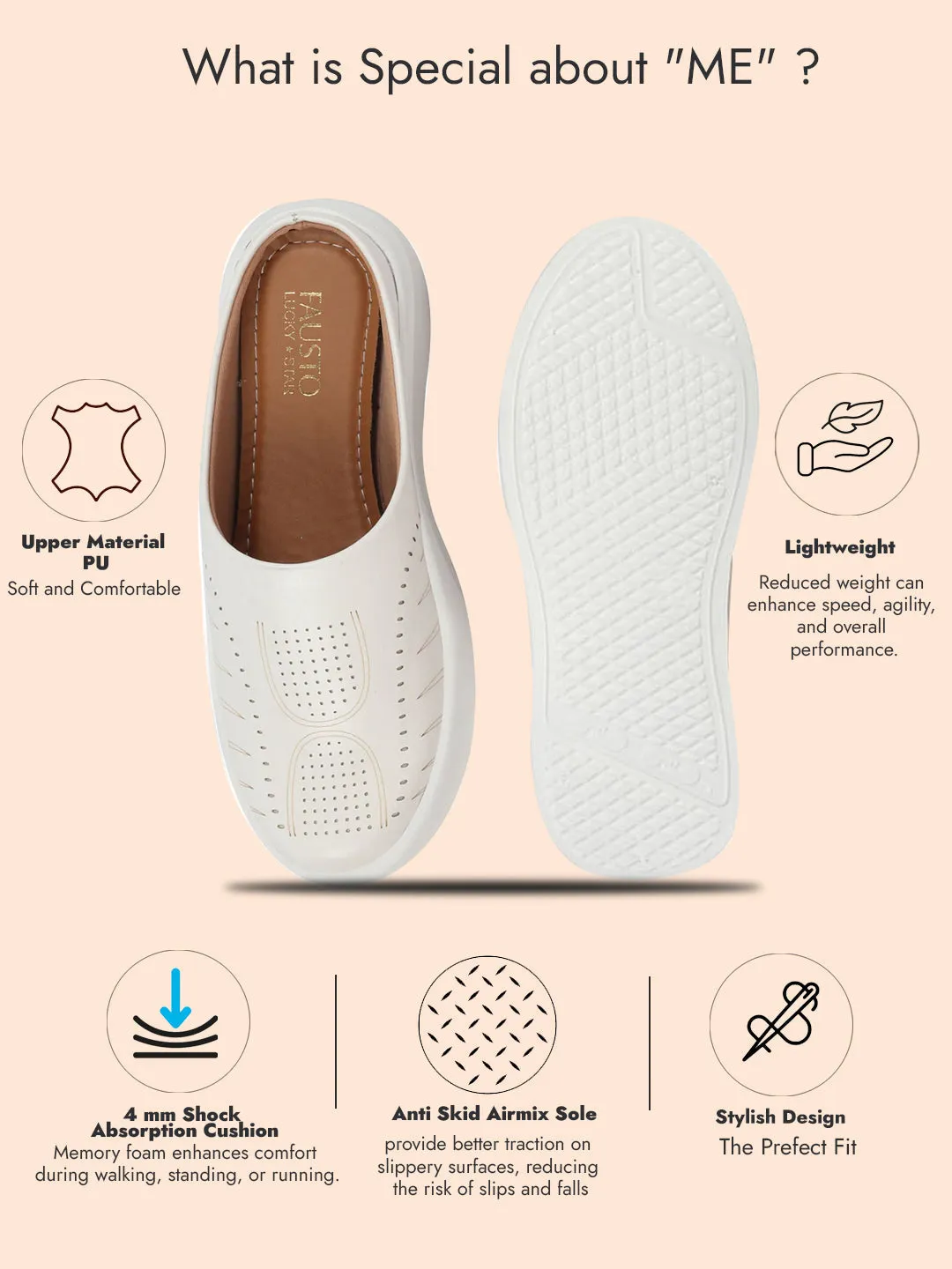 Women White Perforated Laser Cut Classic Back Open Slip On Mules Shoes|Work|Casual|Loafer Shoes|Comfort