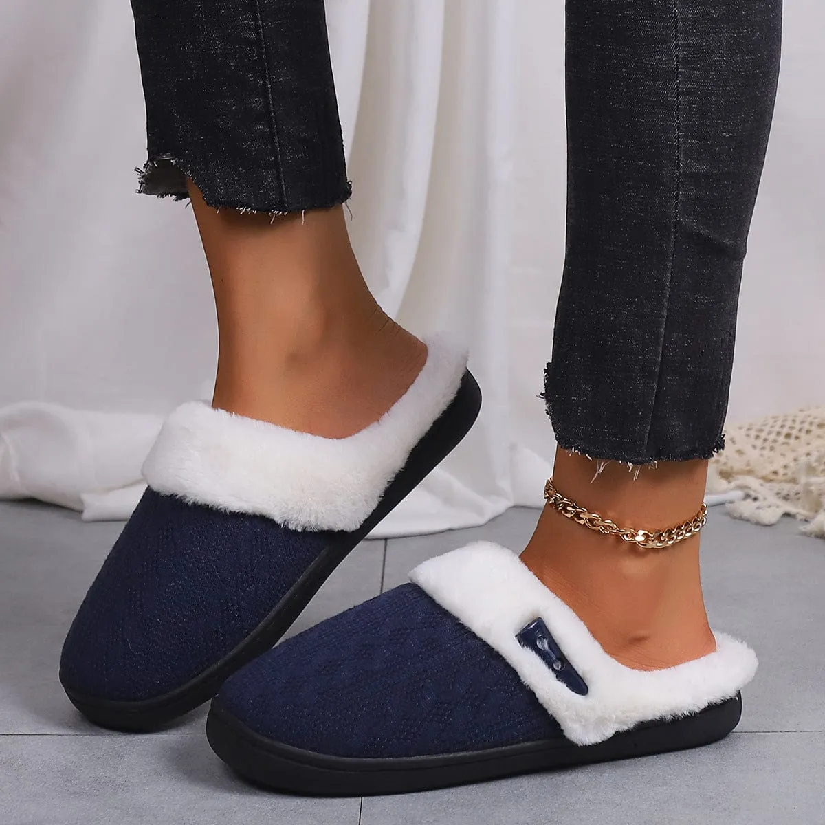 Women's Casual Slip On Plush Lined Slippers