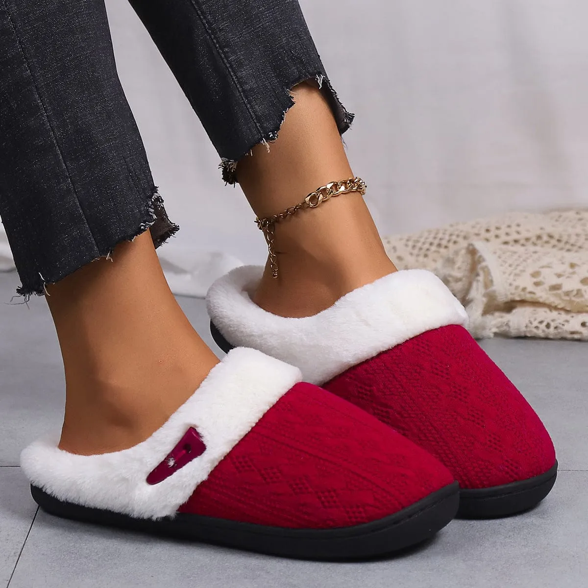 Women's Casual Slip On Plush Lined Slippers
