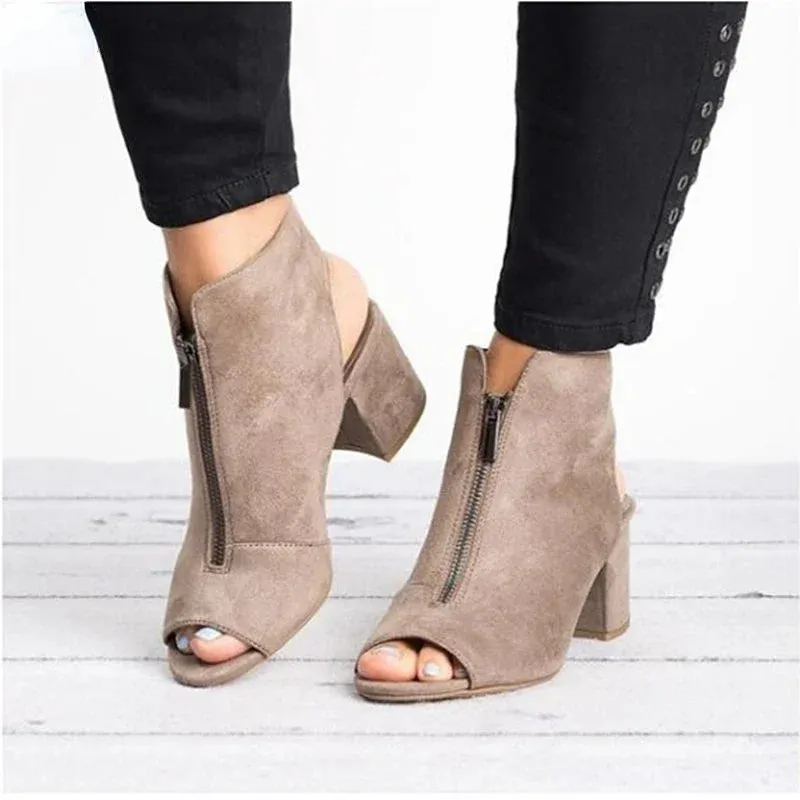Women's Plus Size Fish Mouth medium Heel opentoe Sandals
