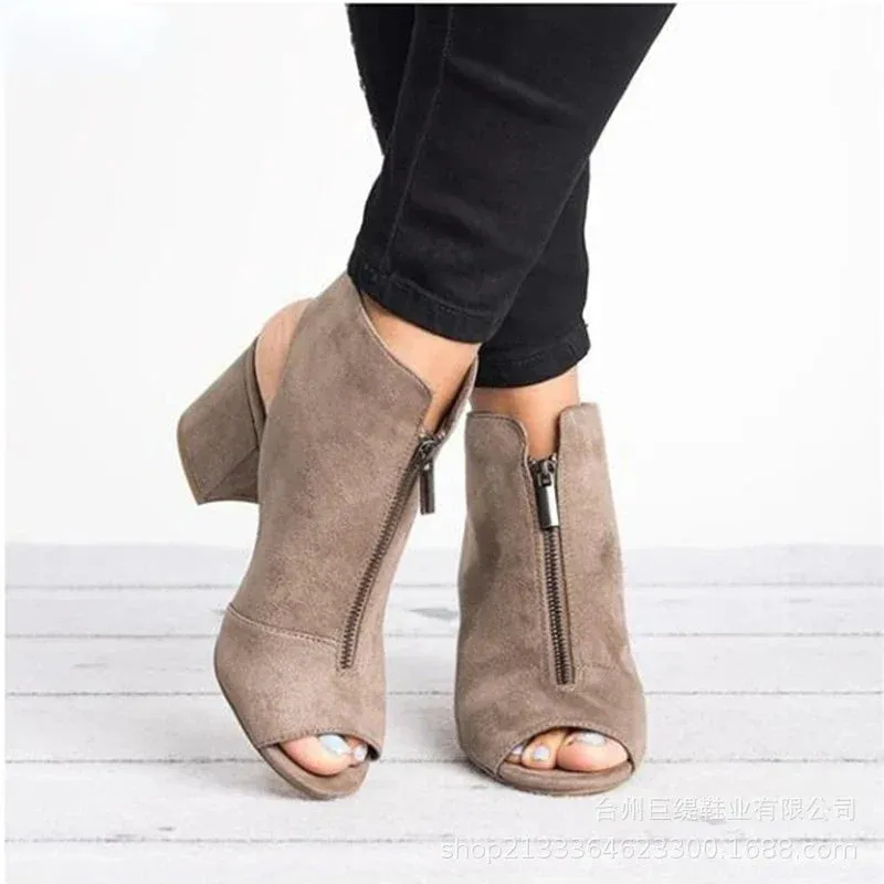 Women's Plus Size Fish Mouth medium Heel opentoe Sandals