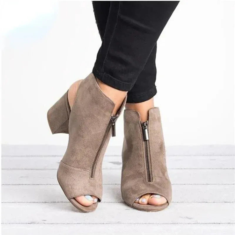 Women's Plus Size Fish Mouth medium Heel opentoe Sandals