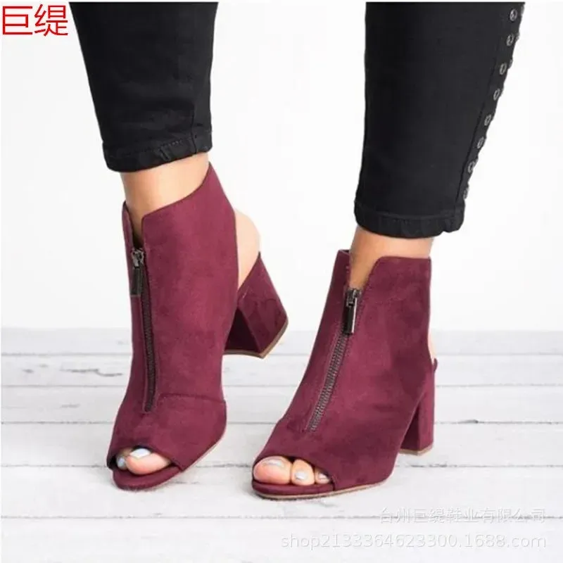 Women's Plus Size Fish Mouth medium Heel opentoe Sandals
