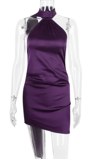 WRAP NECK DRESS IN NIGHT SHADE