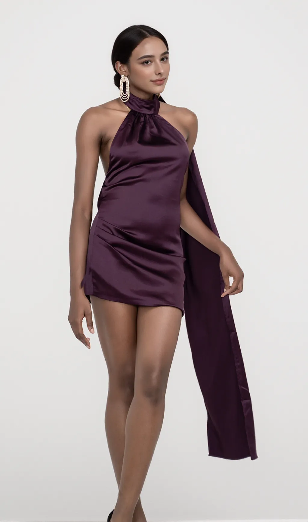 WRAP NECK DRESS IN NIGHT SHADE
