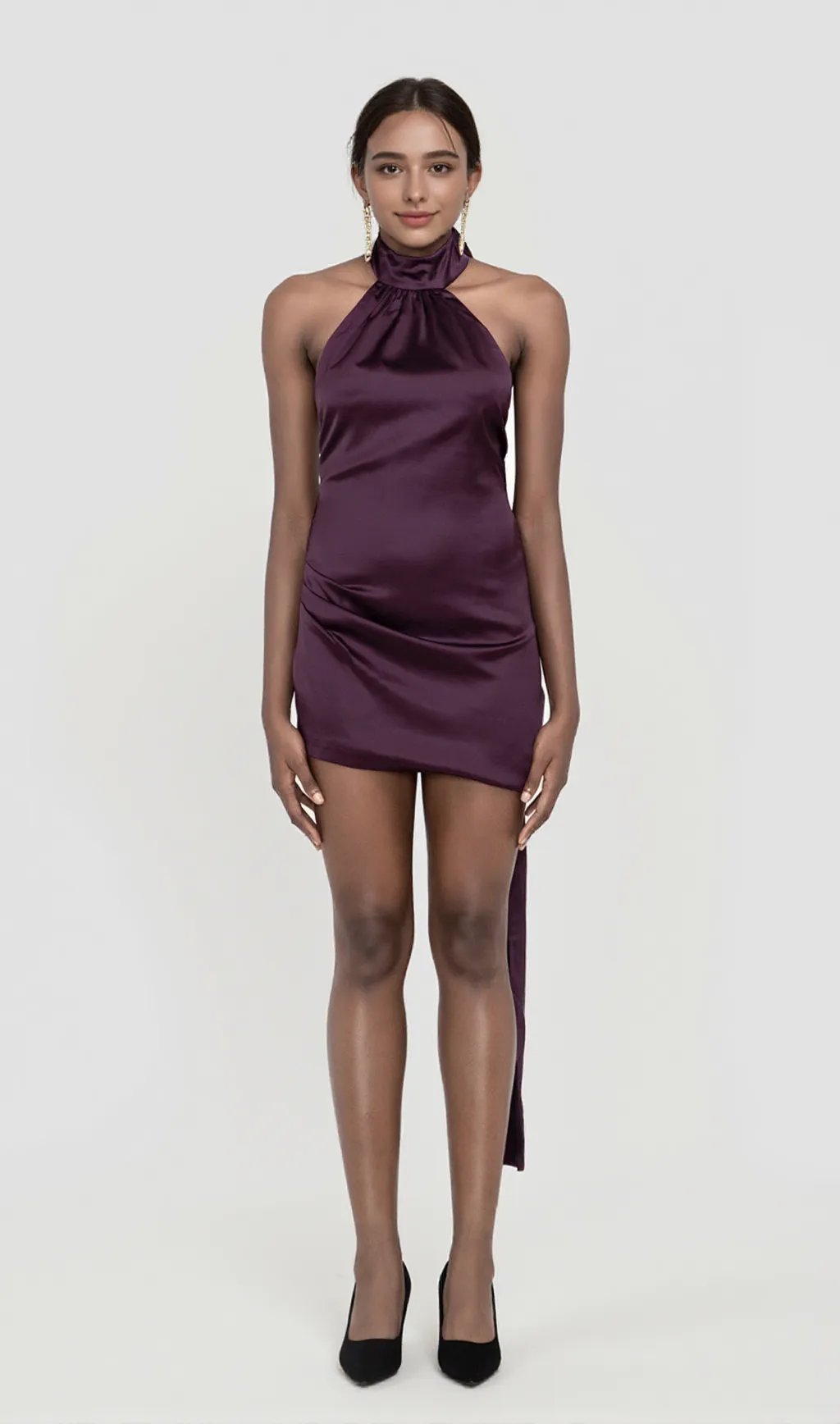 WRAP NECK DRESS IN NIGHT SHADE