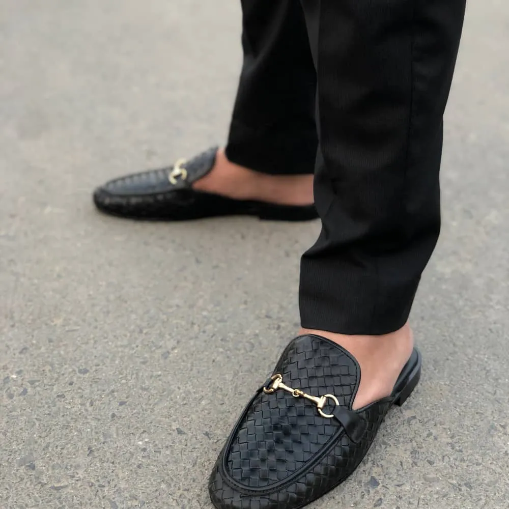WS Pure leather Handmade Handmade Formal Buckle Mules WS-723-00BLK