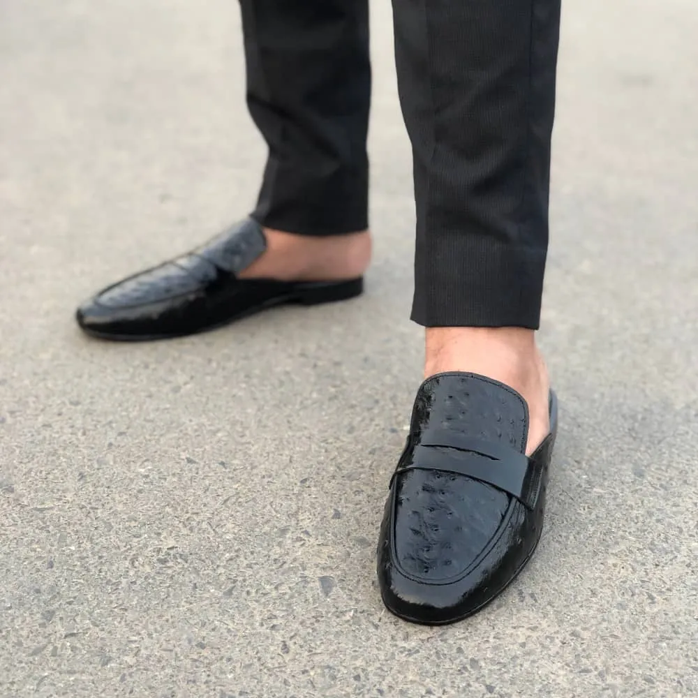WS Pure leather Handmade Leonardo Black Mules S-00716