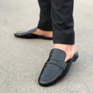 WS Pure leather Handmade Leonardo Black Mules S-00716